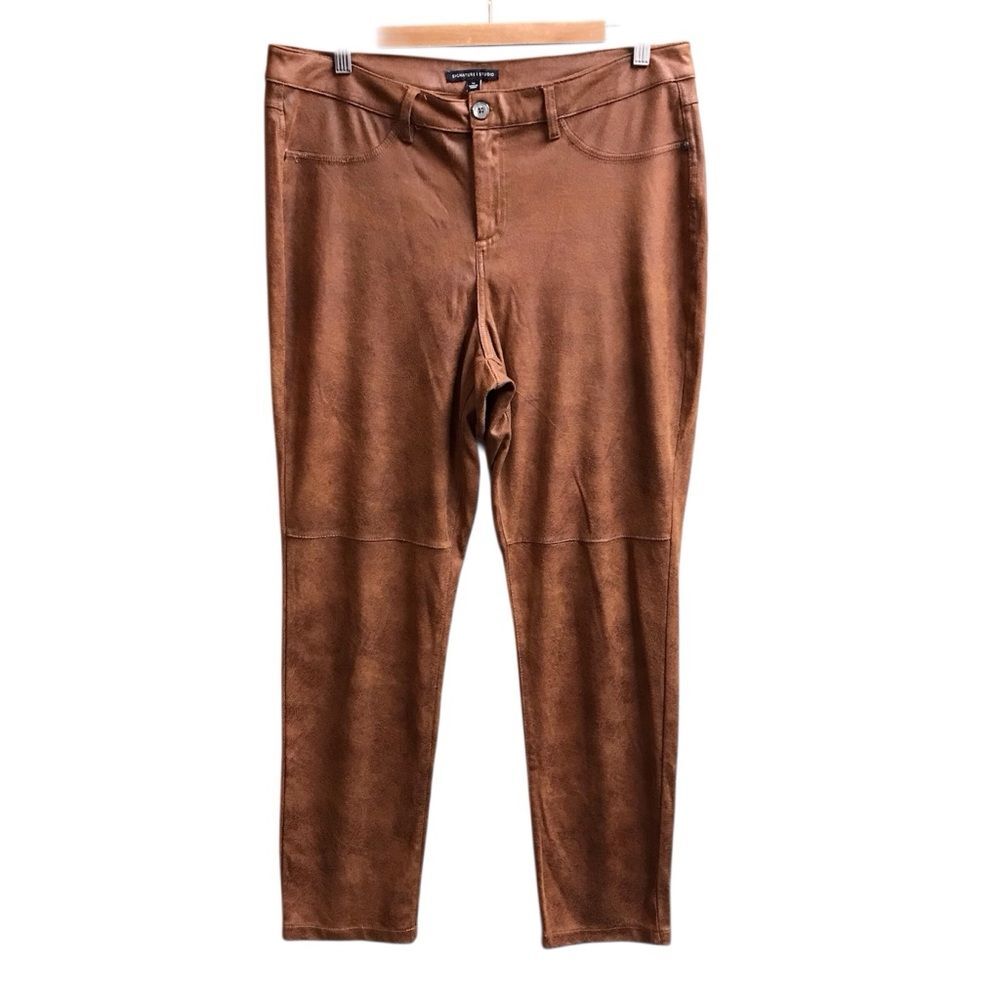 Signature Studio Womens Size 14 Tan Faux Suede Trousers